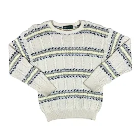 Vintage DUNN & CO. Grandad Patterned Cable Knit Crewneck Jumper Sweater