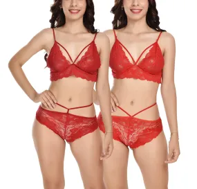 Viral Girl's Women's Babydoll Lingerie Set For Honeymoon For Women's Thongs (Maroon::red_Free Size) (pack Of 2)