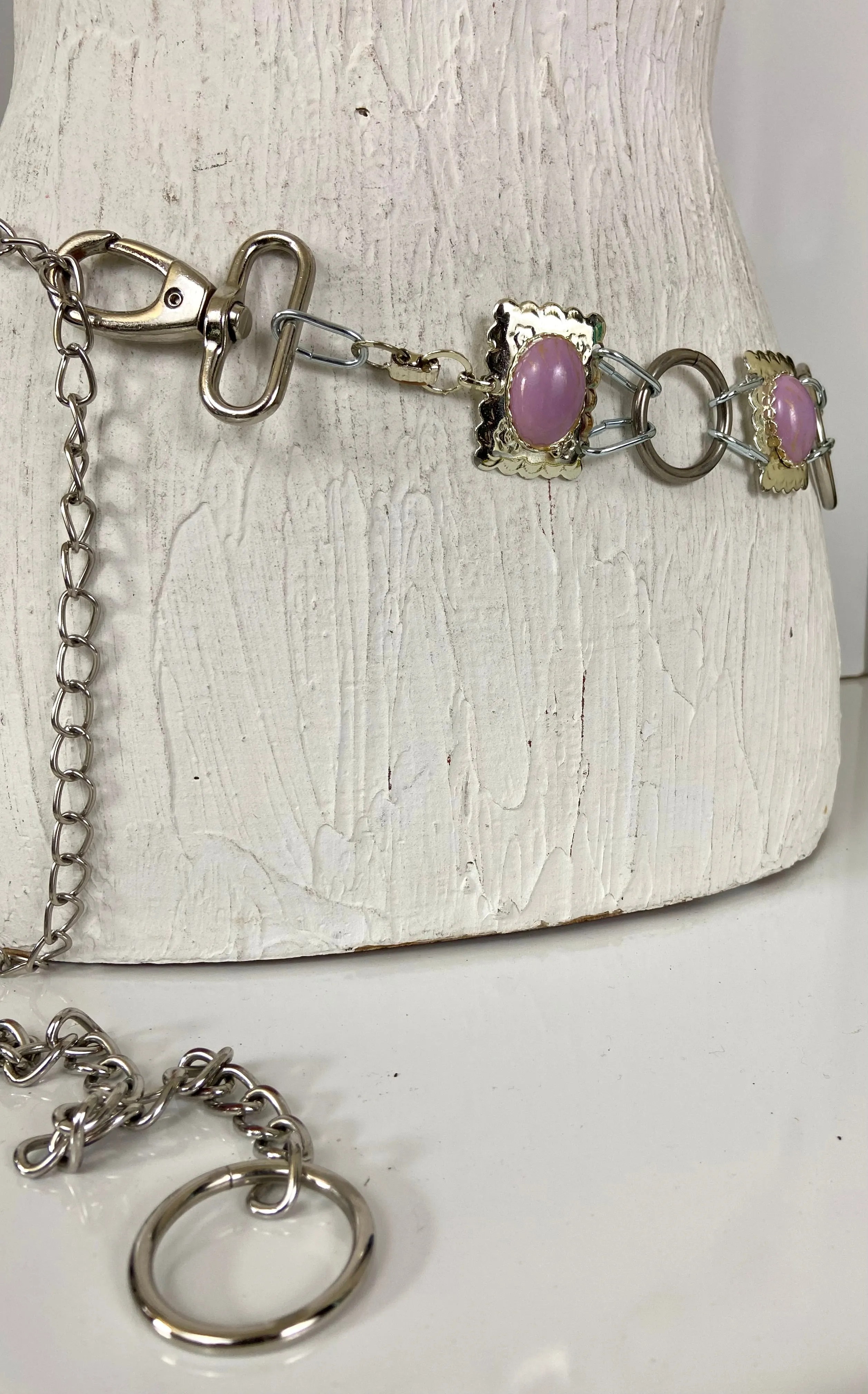 Waist silver chain belt