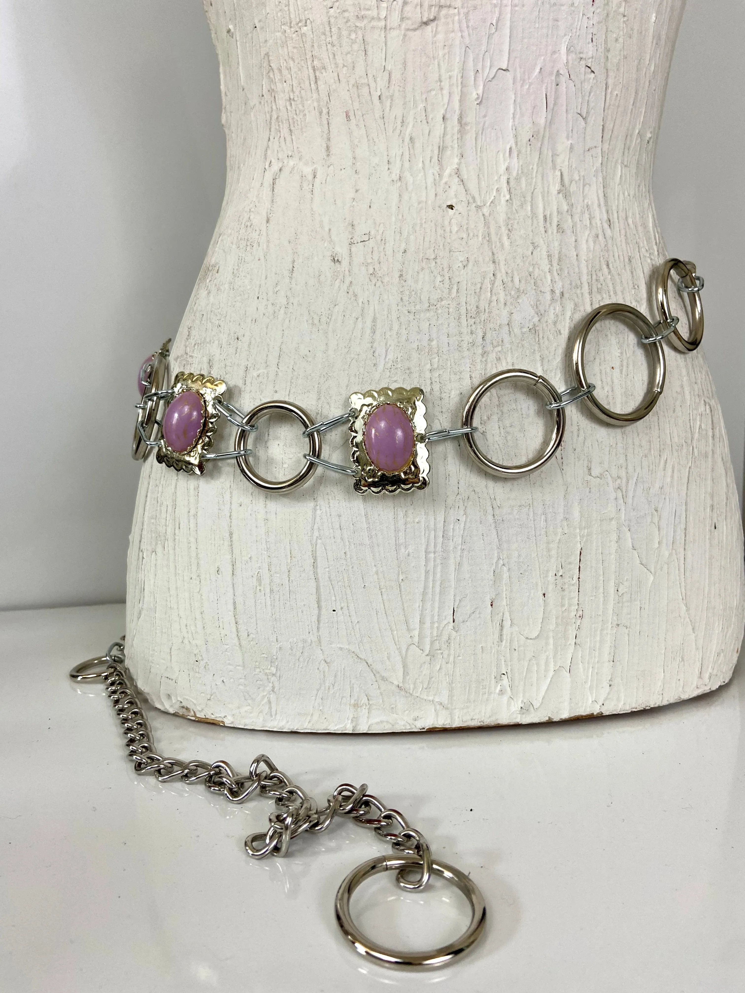 Waist silver chain belt