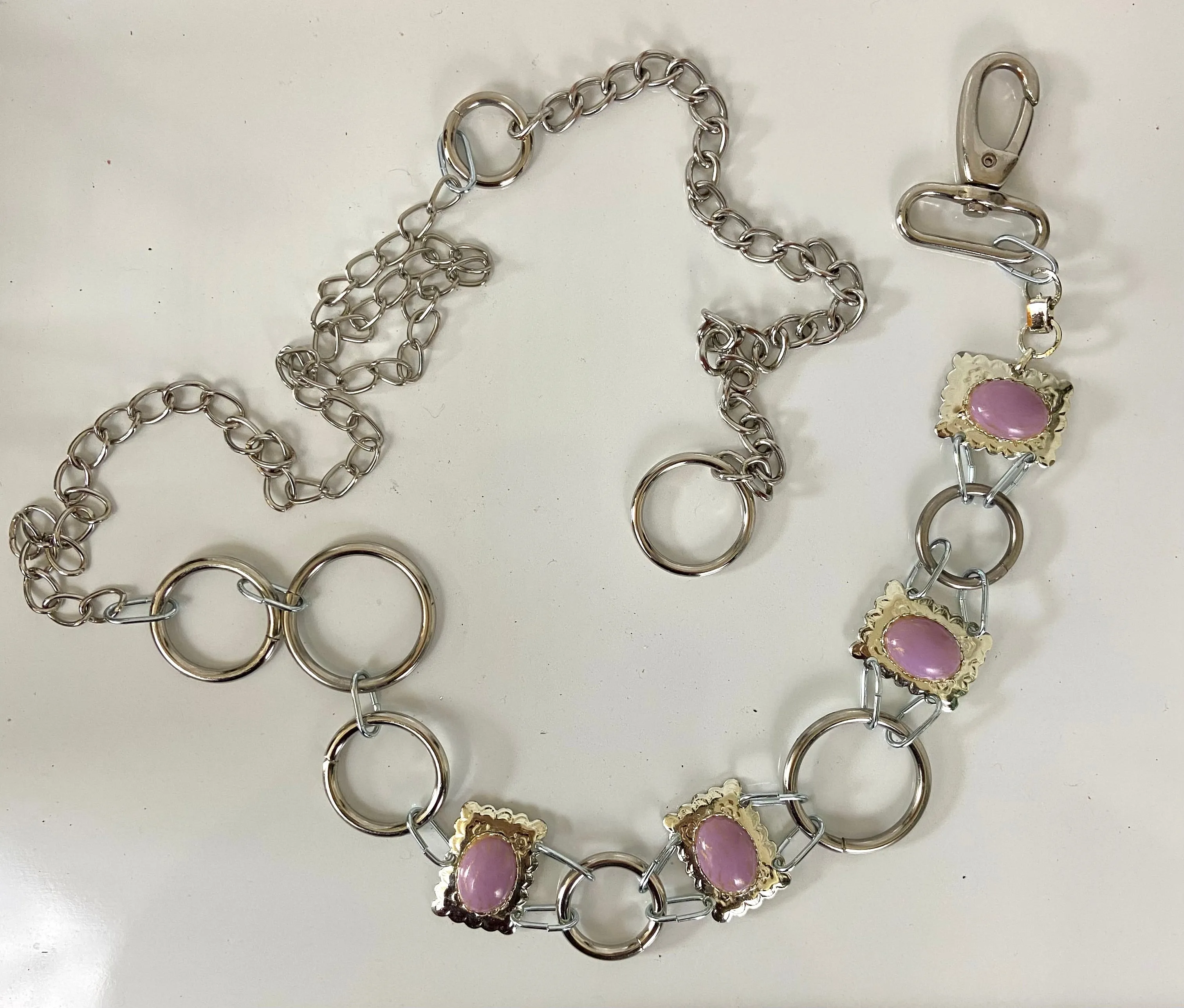 Waist silver chain belt