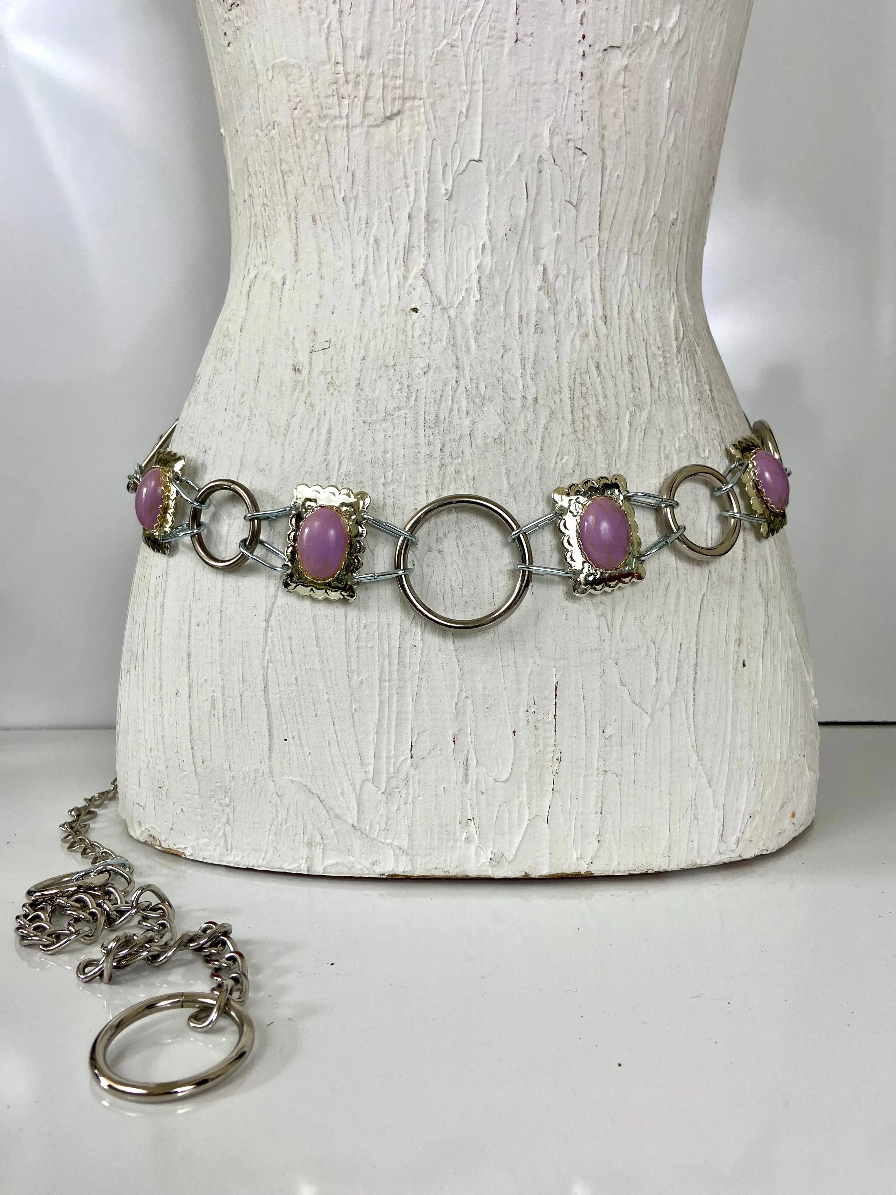Waist silver chain belt