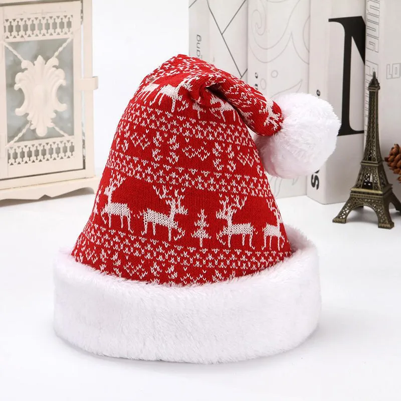 Winter Hat Snowflake Reindeer Knitted Hat Thicken Christmas Hats for Adults