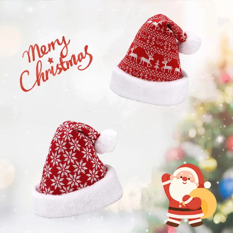 Winter Hat Snowflake Reindeer Knitted Hat Thicken Christmas Hats for Adults