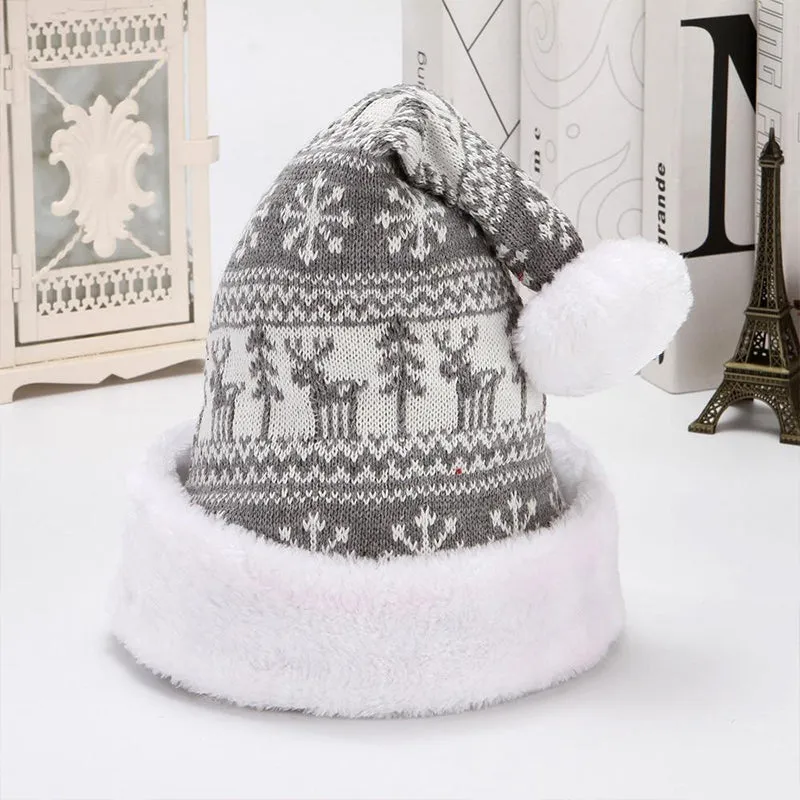 Winter Hat Snowflake Reindeer Knitted Hat Thicken Christmas Hats for Adults