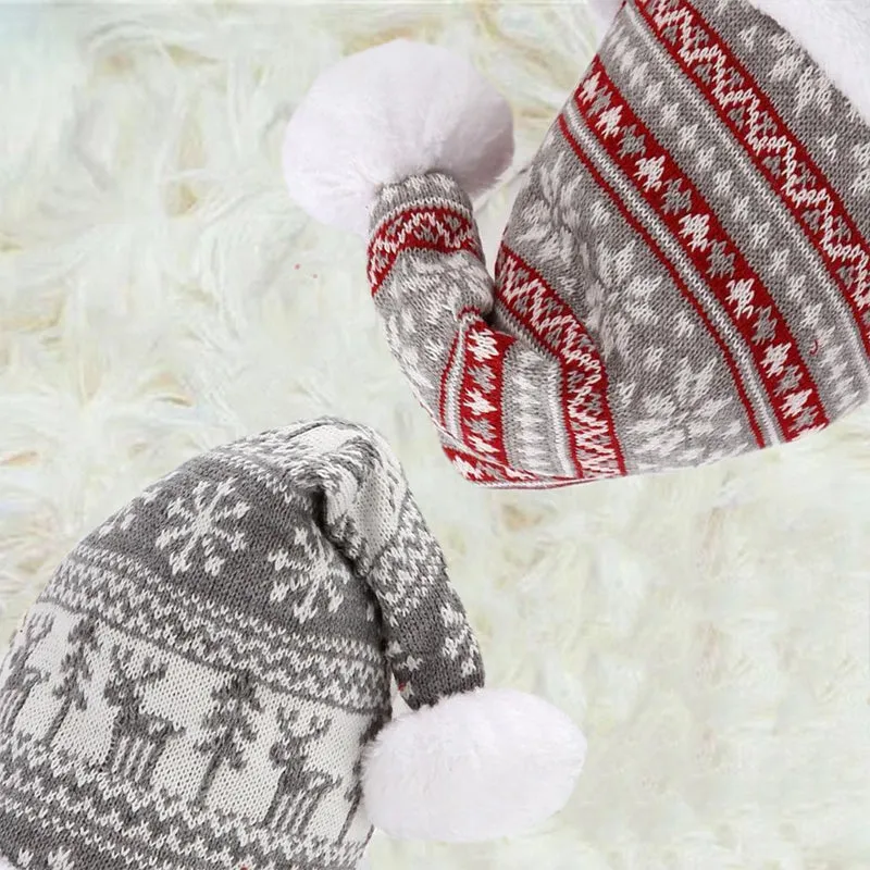 Winter Hat Snowflake Reindeer Knitted Hat Thicken Christmas Hats for Adults