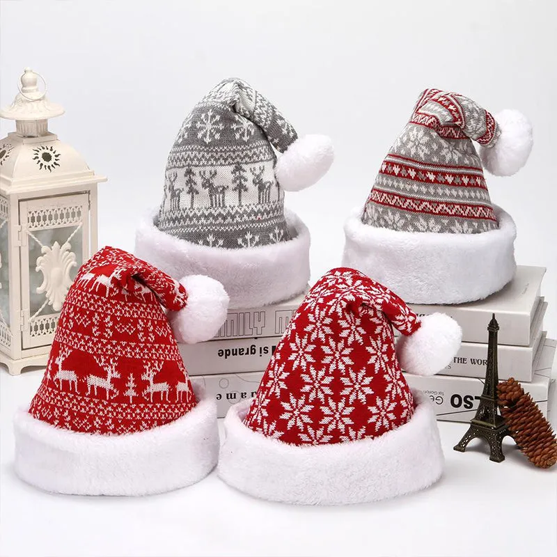 Winter Hat Snowflake Reindeer Knitted Hat Thicken Christmas Hats for Adults