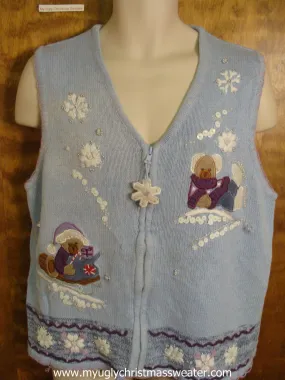 Winter Teddy Bears Christmas Party Sweater Vest
