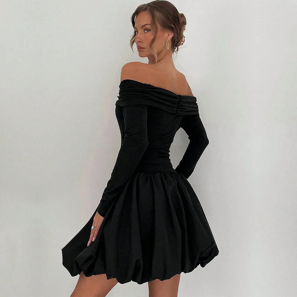Women's Sexy Off-the-Shoulder Slim A-Line Dress
