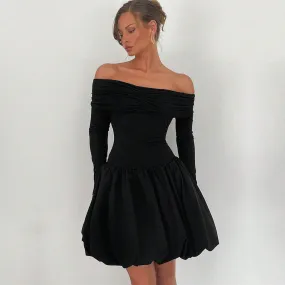 Women's Sexy Off-the-Shoulder Slim A-Line Dress