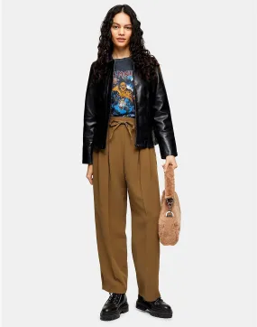 Women's Topshop Khaki Crepe Tie Waist Joggers, Sz 10! Retails $80US 