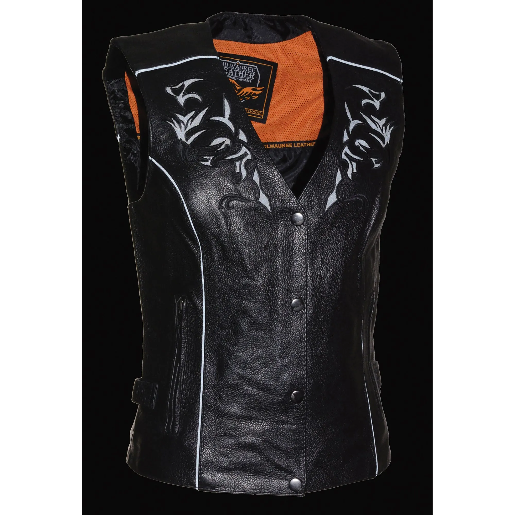 Women's Vest w/ Reflective Tribal Design & Piping