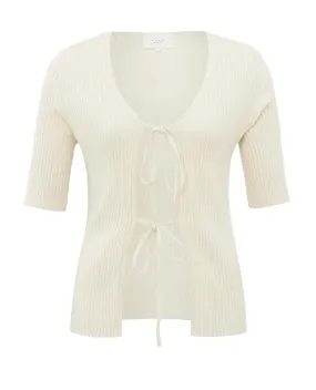 Yaya Beige Short Sleeve Cardigan